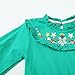 HILEELANG Girl Dress Green Floral Embroidery Long Sleeve Cotton Casaul Playwear Shirt Jersey Dresses 8-9 Years