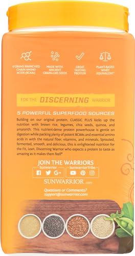 Protéines Sunwarrior Classic Plus Chocolat 750 g poudre végétale shaker