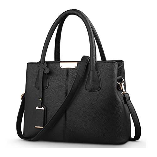 HEHE Sac a main femme Sac main cuir femme Sacs portés épaule femme en cuir Sac main cuir Sac bandouliere femme Cabas Fourre tout femme Sac femme cuir PU - Noir Cover