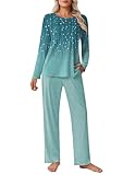 Ekouaer Womens Pajama Sets Pleated Tops with Long...