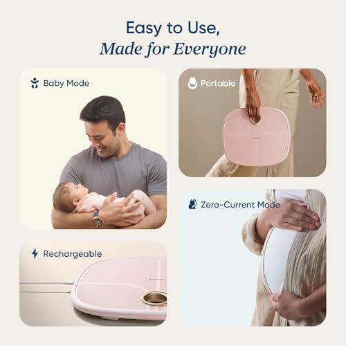 Image of Etekcity Rechargeable Pink Smart Scale for Body Weight, BMI, Fat, Muscle Mass, Digital Bathroom Scale with 13 Metrics, Secret Mode, Bluetooth Connect to Free Apps, Cotton Candy Pink