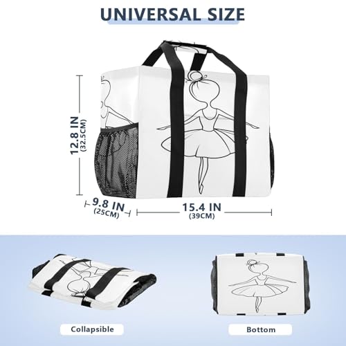 Nander Girl Dancing Ballet Reusable Grocery Bags,Large Grocery Tote Bag Water Resistant Shopping Bags Foldable Grocery Bag for Clothes,Shoes and Picnic2