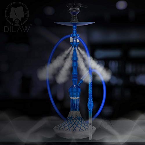 DILAW® SKITTO Shisha Set Hookah Aluminium Alu 75cm Wasserpfeife Kaminkopf Komplettset Molassefänger Silikonschlauch Alu… – Bild 3