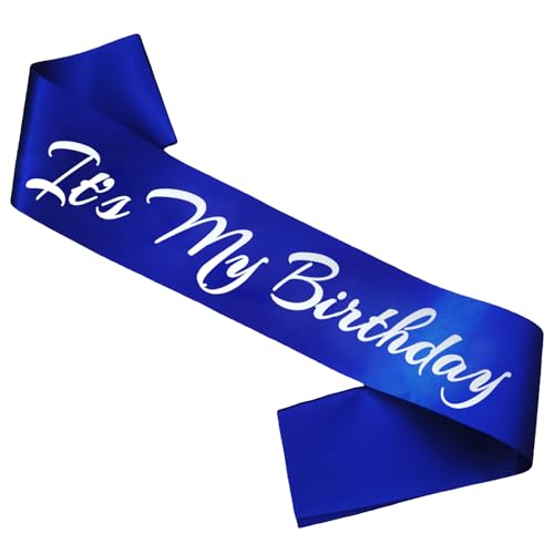 Novaflare It's My Birthday Sash, Silver Foil Letter Royal Blue Birthday Sash for Women Bday Party Supplies, Gifts for Bday Party Favors