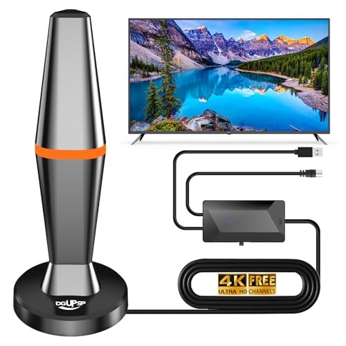 Antena TV Interior,Freeview Antena HDTV Digital con Amplificador y 3M Cable Coaxial para Canales Locales,260km señal de Rango de Televisión Libre,Compatible con HD 4K 1080P-(VHF/UHF/DVB-T/DVB-T2)