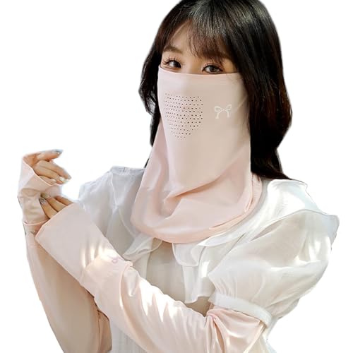 2Pcs UV Face Mask Sun Protection Neck Gaiter + Cooling UV Sun Protection Arm Sleeves, Washable Reusable
