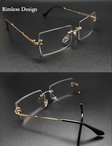 Image of Rectangle Sunglasses for Women Men Fashion Retro Rimless Frameless Tinted Lens Sun Glasses Shades 2026 Stylish