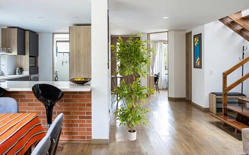 Image of 6ft Artificial Ficus Tree Fake Plant with White Planter
