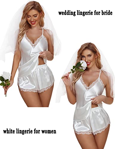 Avidlove Womens Silk Satin Pajamas Set Two-Piece Pj Sets Sleepwear Loungewear Pj Sets White Small #TOP1