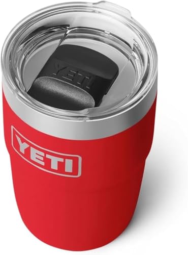 YETI Rambler 8 oz (236 ml) Stackable Cup with Durasip Ceramic Lining, Stainless Steel Vacuum Insulated Coffee Cup with Removable Magslider Lid, Rescue Red