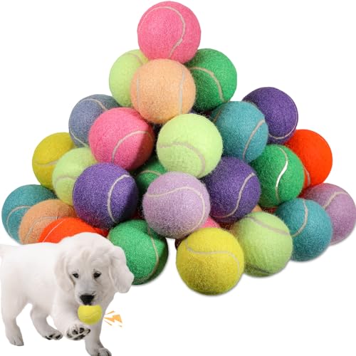 50 Pcs Dog Squeaky Tennis Balls, 2.5'' Training Tennis Balls, Multicolor