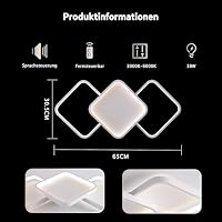 Sky angle LED Deckenleuchte mit Fernbedienung, Dimmable Deckenlampe 65cm 3000K-6000K, 40W 4800LM Flush Mount für Schlafzimmer, Küche, Wohnzimmer, Arbeitszimmer, Badezimmer – Ansicht 5