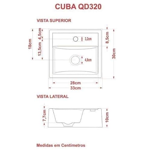 Conjunto para Banheiro Gabinete com Cuba Quadrada Q32 e Espelheira Laura 600 Yescasa Branco Chess