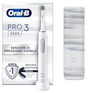 Oral-B Spazzolino Elettrico Ricaricabile Pro 3 3500 Bianco, 1 Testina, 1 Custodia Da Viaggio, 1 Spazzolino Limited Edition