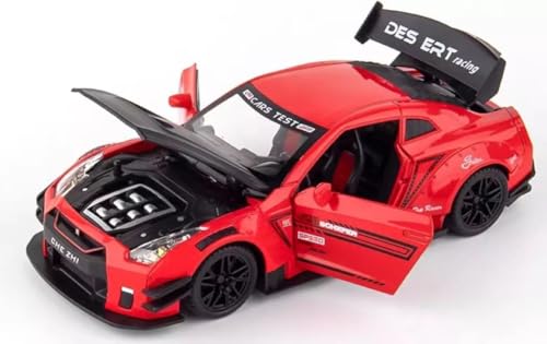 Image of 1:24 Scale Nissaan GTR Model Alloy Metal Pull Back Toy car for Kids with Openable Doors & Light, Music Toy Vehicle for Kids (1:24 Nissaan GTR (Red))