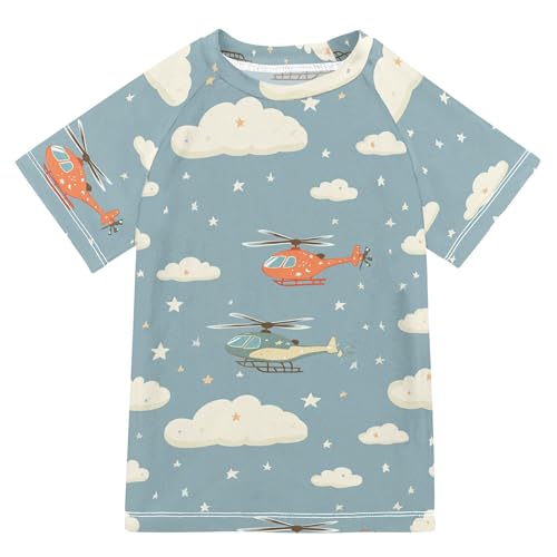 Helicopter Stars Cloud - Traje de baño de manga corta para niño, color plateado, talla 3T, Helicopter Stars Cloud Silver, 3 años