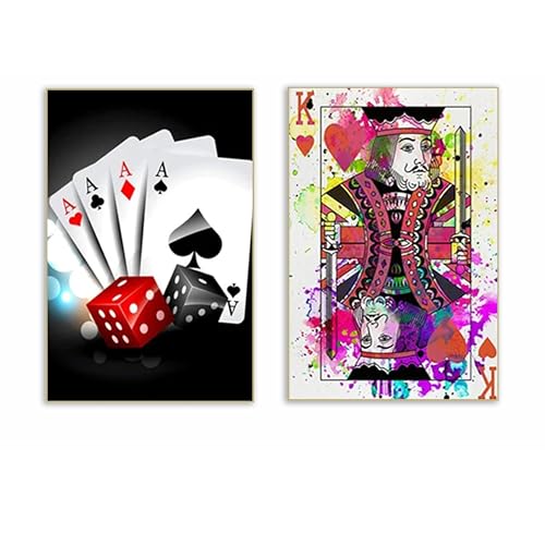 Toile graffiti de rue cartes de poker K et A pour déco salle de jeux tendance
