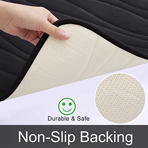 Buganda Memory Foam Bathroom Rug Mat, Ultra Soft Cozy Velvet Bath Rugs, Non-Slip Absorbent Bath Mat, Machine Washable Bathroom Mat For Bathroom Floor, Shower And Bathtub (24" X 16", Black) #TOP4