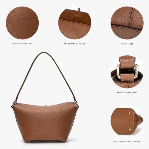 Image of molshine Pebble Leather Handbag, Shoulder Bag, Satchel,Party Clutch Purse for Women Lady Model DLK0019 (Caramel Brown)