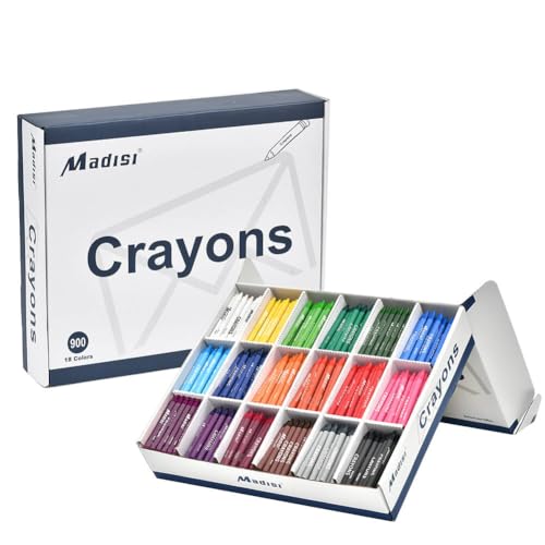 Madisi Crayon Bulk pack Regular Size 18 Colors 900 Count