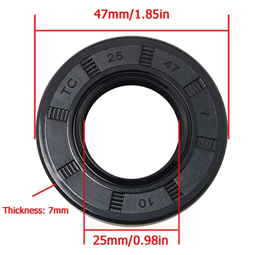 Meetoot 2Pcs Metric Rotary Shaft Oil Seal 47X25X7Mm Tc Double Lips Rubber #TOP1
