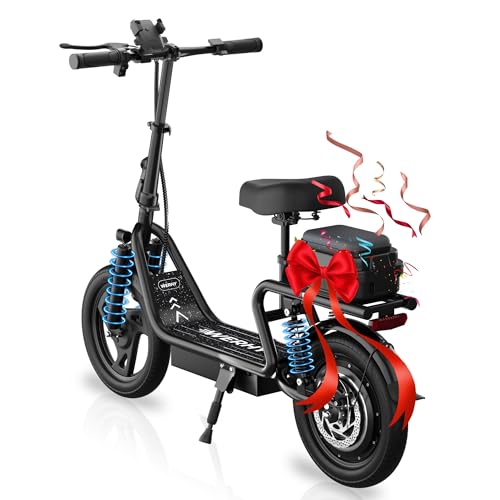 WERHY Electric Scooter with Seat, 500W Motor, 14'' Tires, Top