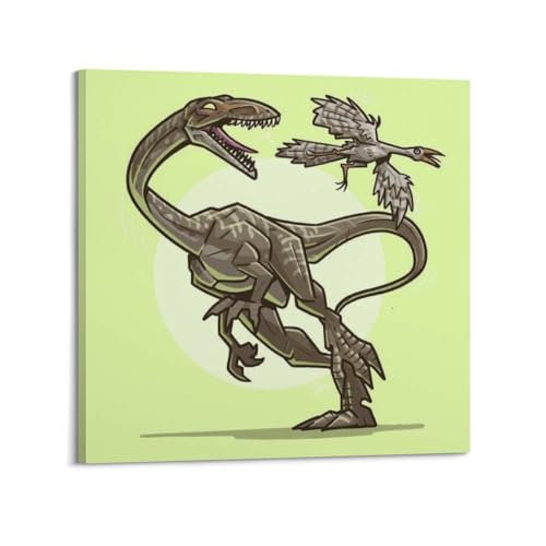Poster dinosaure à long cou CMHONLY avec cadre moderne pour salon | 50 x 50 cm