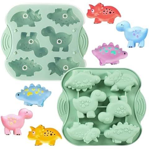 Spmarkt 2-Pack Dinosaur Silicone Mold, Multi-Purpose Jello Molds for Kids, Dinosaur Baking & Crafting Tool for Chocolate, Candy, Jello, Ice Cubes Cover