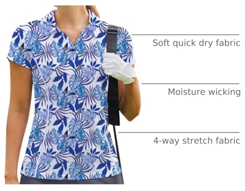 Image of PINSPARK Womens Golf Shirt Short Sleeve Polo V-Neck Quick Dry Tennis Tops | Moisture-wicking Breathable Fabric, Classic Collar, Slim Fit, Ideal for Golf Tennis Pickleball Casual