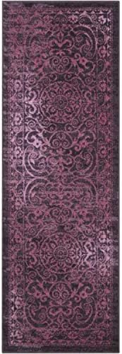 Maples Rugs Pelham Vintage Runner Rug Non Slip Washable Hallway Entry Carpet [Made in USA], 2'x6', Wineberry
