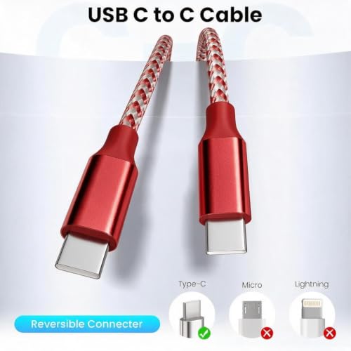 Image of KYEHD USB C Cable,3 Pack 10FT 60W Fast Charging USB C to USB C Cable, Durable Type C Charger Cable for iPhone 17 /16 /15 /iPad MacBook CarPlay and More