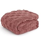 Bedsure GentleSoft Dusty Pink Throw Blanket for Couch - Checkered Fleece Blankets Gifts for Women Men Girls, Cute Soft Cozy Throw for Bedroom Home Decor Gifts, 50x60 Inches
