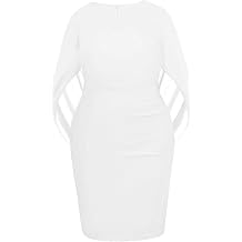 Talisea Plus Size Wedding Guest Dress - Women Chiffon Cape Semi Formal Cocktail Party Bodycon Dresses