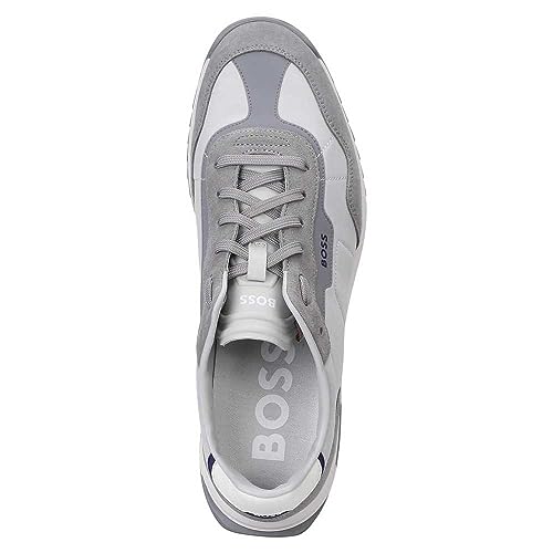 Image of BOSS Men's Zayn Low Profile Suede Leather Two Tone Sneaker