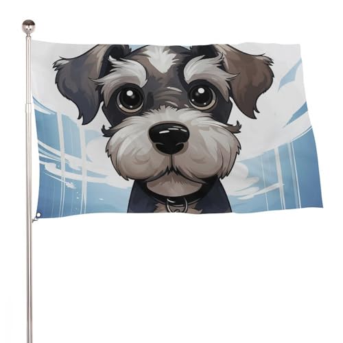 Drapeau de bienvenue schnauzer indéchirable avec œillets contre le vent fort