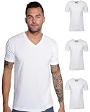 INTO THE AM Premium T-Shirts mit V-Ausschnitt für Herren – moderne taillierte T-Shirts S-2XL V-Ausschnitt Unterhemden, Weiß/Weiß/Weiß, XX-Large