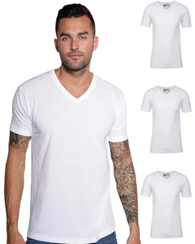 Image of Men's V-Neck T-Shirt Fitted Short Sleeve Soft Cotton Vneck Tees S-2XL