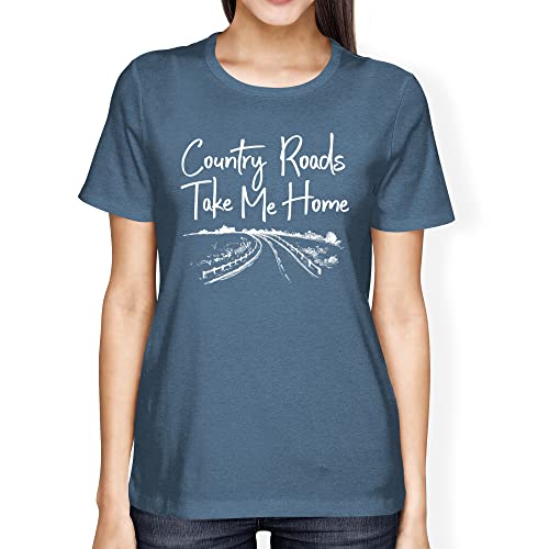 Southern Couture Soft Collection Country Roads Takes Me Home Short Sleeve Womens Classic Fit T-Shirt; Heather Indigo, XX-Large
