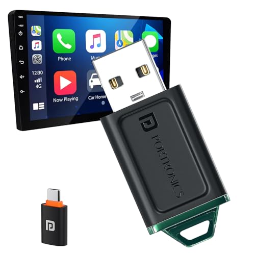 Image of Portronics Tune Lite, Mini 2-in-1 Wireless CarPlay /Android Auto Receiver, Converts Wired to Wireless, Plug & Play, Only for Cars with OEM Installed Wired Android Auto /CarPlay, Android 12+ & iOS 15+