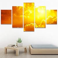 SIGNWIN 5 Panel Canvas Wall Art Modern Art Coastal Colorful Multicolor Photography Romantics Sunset for Home Decorations Ready to Hang - 60