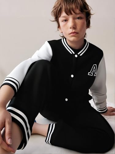 Image of Cakaner Boys Color Block Button Down Shirt and Jogger Pants Button Up Sweatsuits Sets (Size: 5-12T)