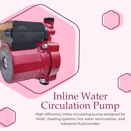 Image of V-Guard Inline Circulating Pump VCB10-FO25, Automatic Pressure Pump for Water Circulation, Energy Efficient, Compact Inline Design, Red, Small
