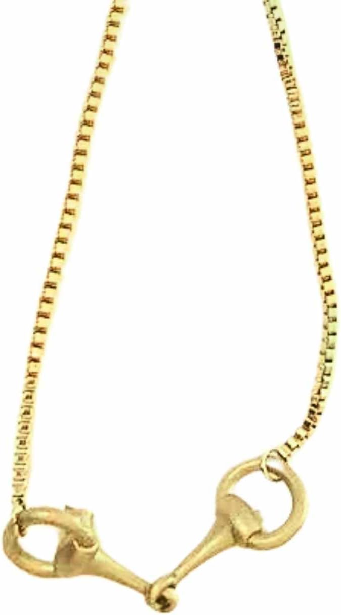 Desiree Horsebit Slider Necklace with mini tags, Gold, 35mm,18"