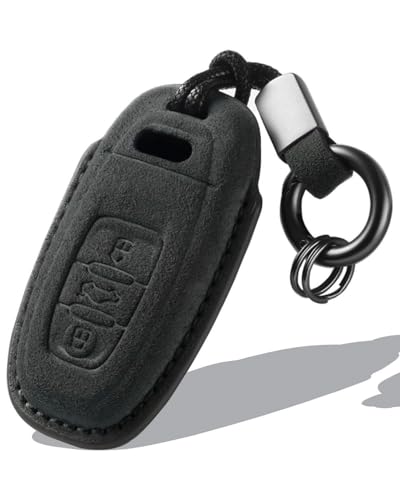 XMZAIMY for Audi Key Fob Cover with Keychain Fit for Audi A4 A4L A5 A6 A6L A7 A8 Q5 R8 RS4 RS5 RS6 RS7 S4 S5 S6 S7 S8 SQ5 Smart Keys Case Protector suede (Black, Style D)