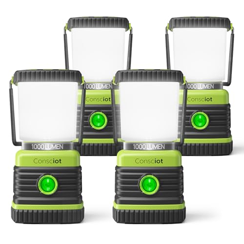 LEDキャンプランタン Consciot 電池式 LEDランタン 懐中電灯 1000LM 4灯モード IPX4防水 サバイバルキット 屋内屋外 非常灯 停電 ハリケーン 嵐の商品画像（Amazon）
