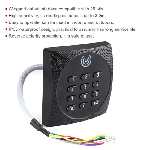 125KHz RFID Access Control Keypad, Waterproof ID Card Reader Keypad Touch Access Control System for Home Office Black - Image 2