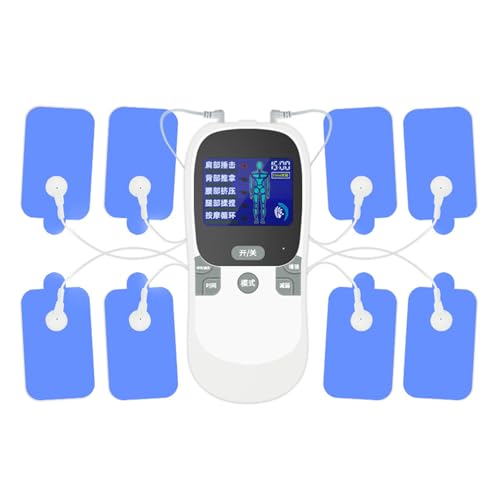 oiakus Máquina TENS de Doble Canal, masajeador Digital Recargable, 5 Modos y 10 Niveles, masajeador Corporal TENS Multifuncional para aliviar el Dolor y la Fatiga
