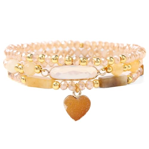 Set de bracelets perles vertes cœur en pierre naturelle pour offrir