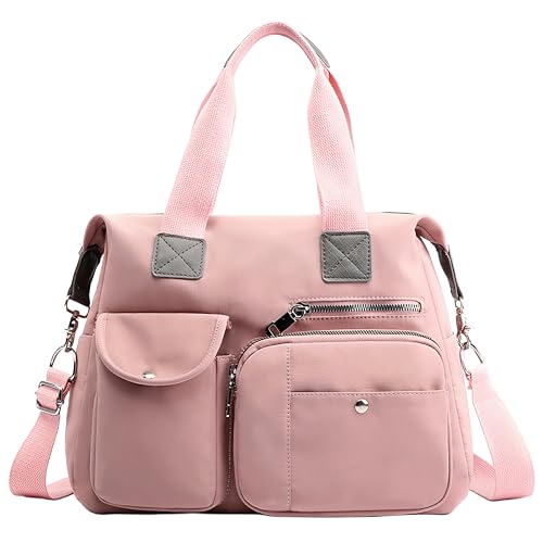Bolsas Femininas Nylon Preta Universitaria Bolsa de Ombro Tiracolo Média Transversal Executiva 20L (Rosa)