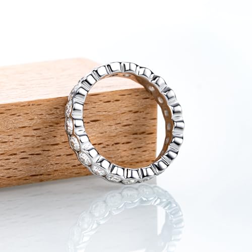 Bo.Dream Eternity Rings, 3mm Round Cut Bezel setting Cubic Zirconia 925 Sterling Silver Wedding Band Ring for Women3